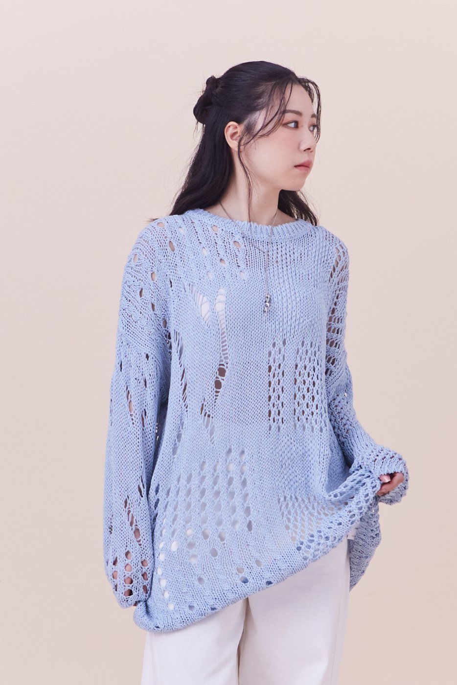 春天來了粗織簍空設計上衣