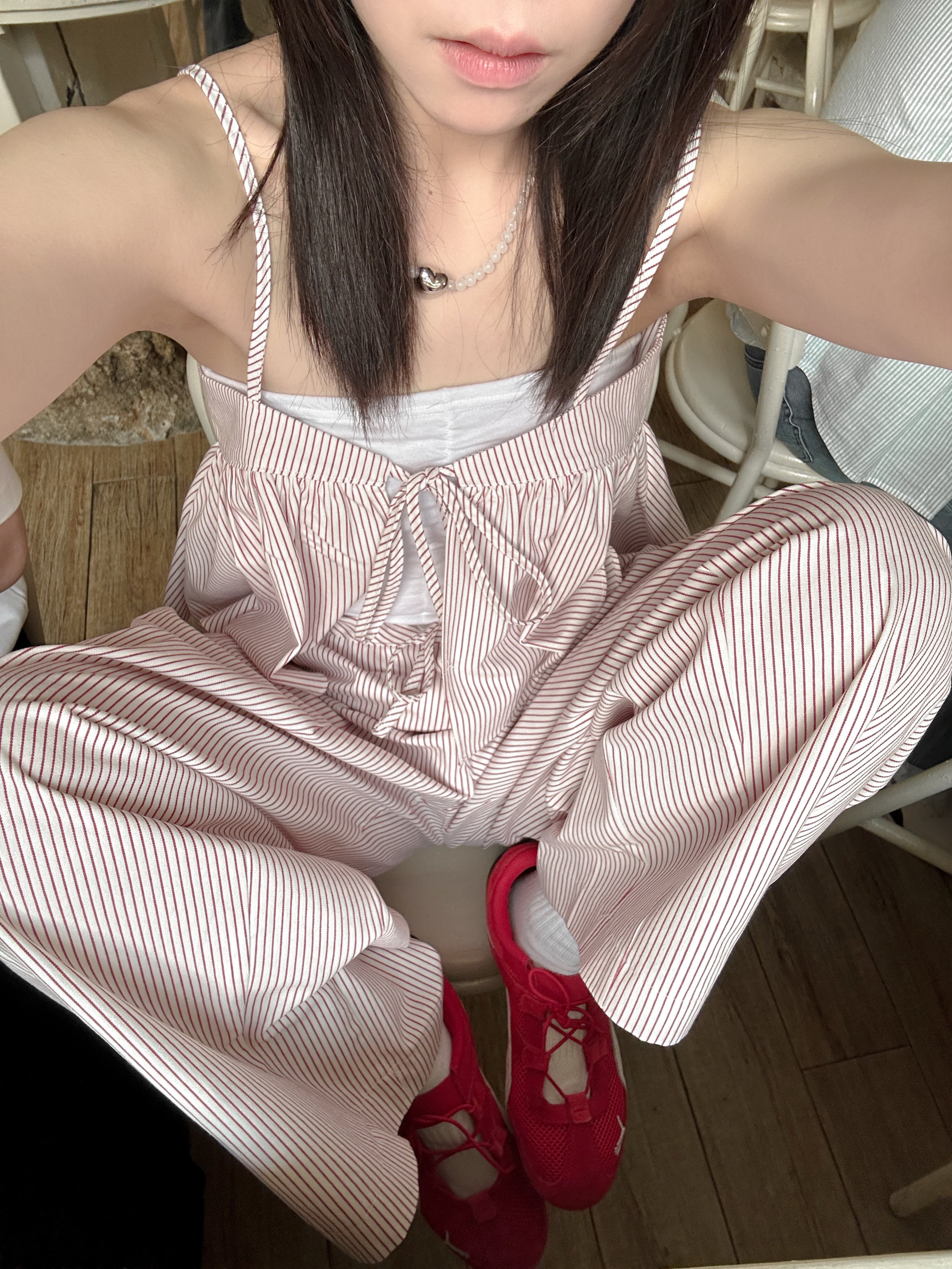 兩面穿綁帶條紋細肩背心（成套優惠）