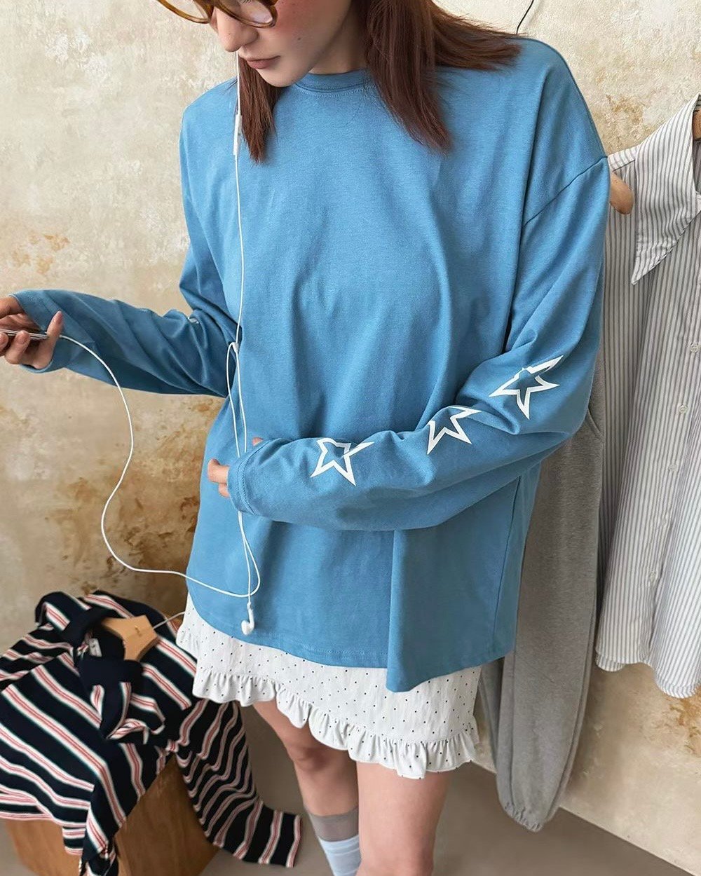 Positivity星星長袖棉T