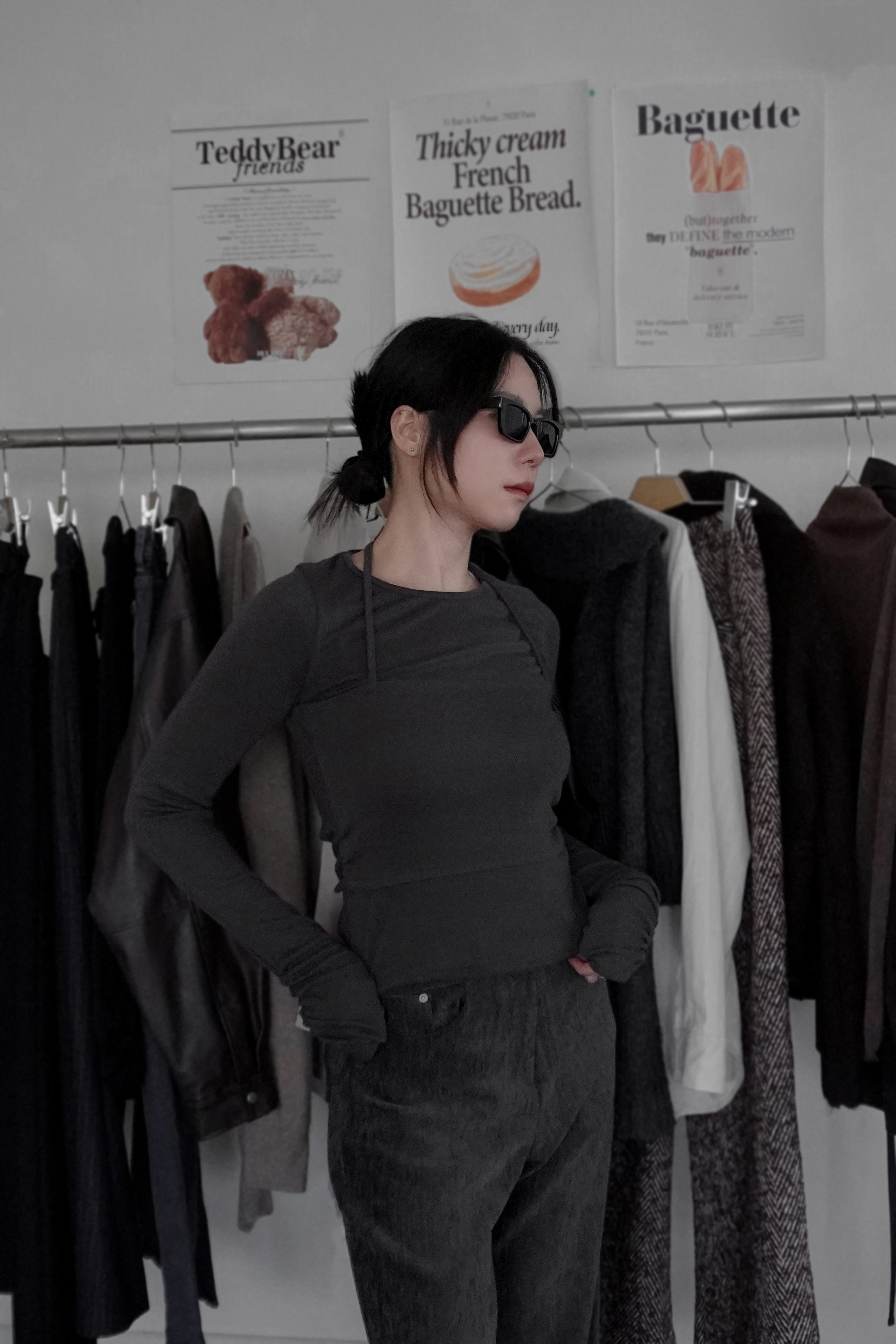 抽抽袖口合身綁帶上衣