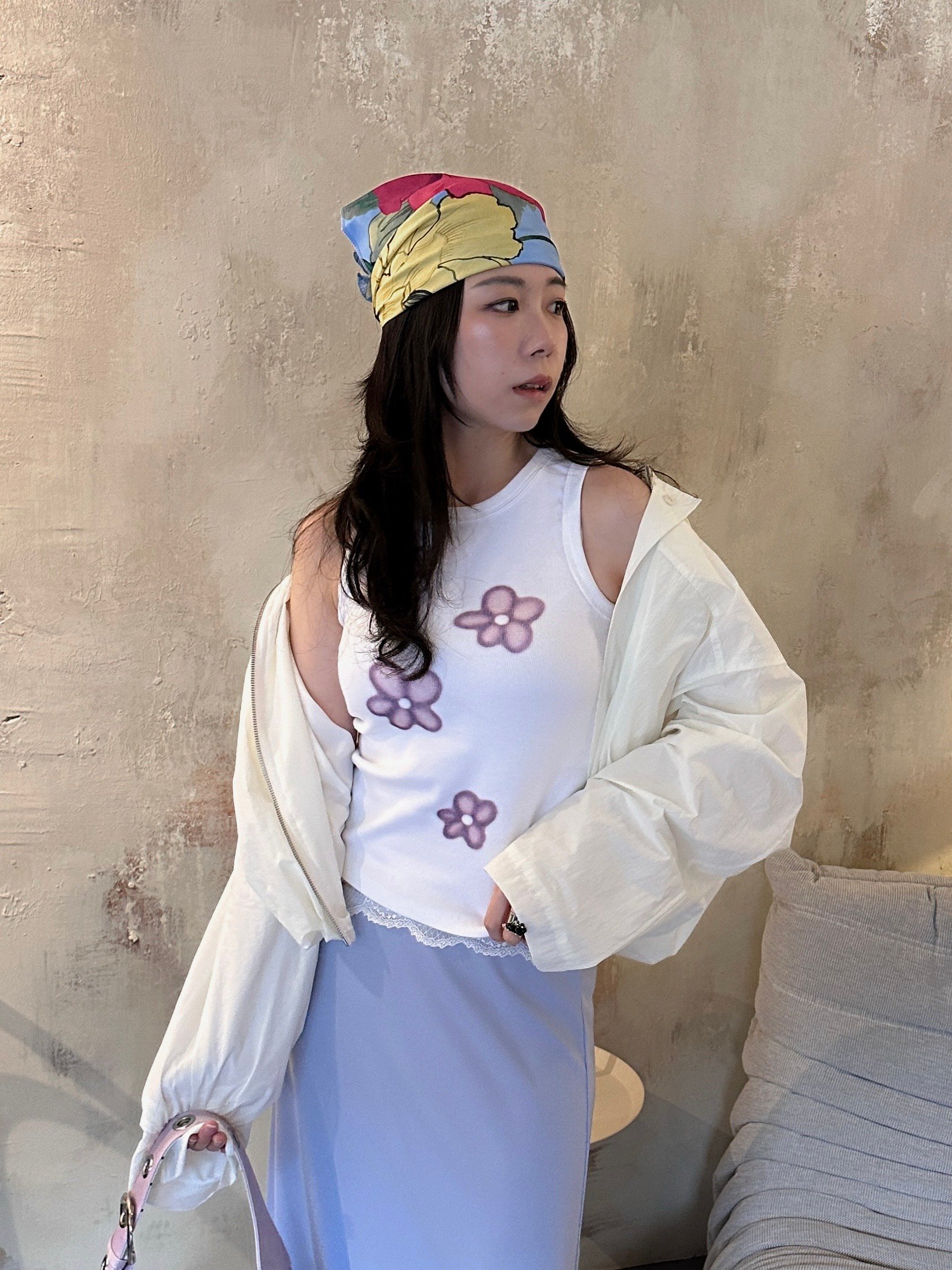 少女小花坦克背心