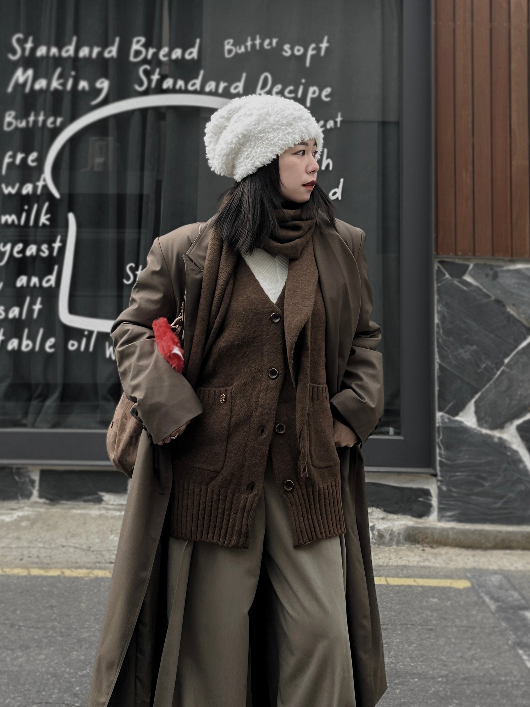 附圍巾厚實暖感針織外套