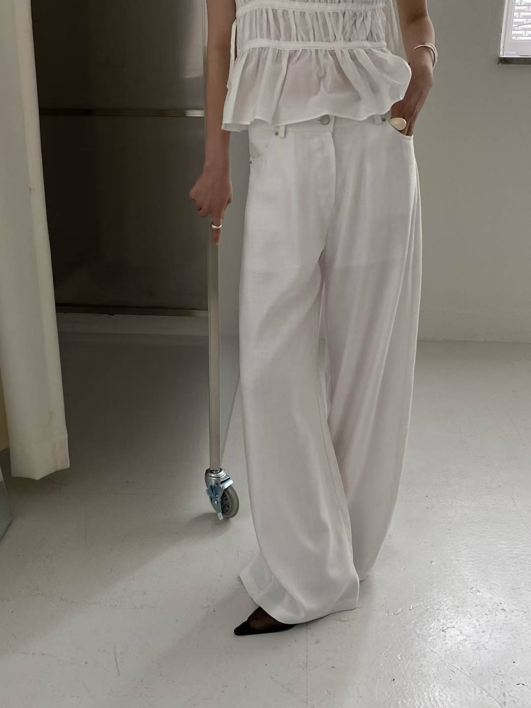 細緻觸感夏日棉麻長褲