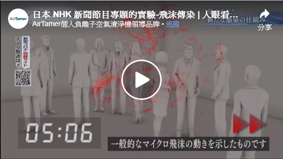 日本 NHK 新聞節目專題的實驗-飛沫傳染途徑