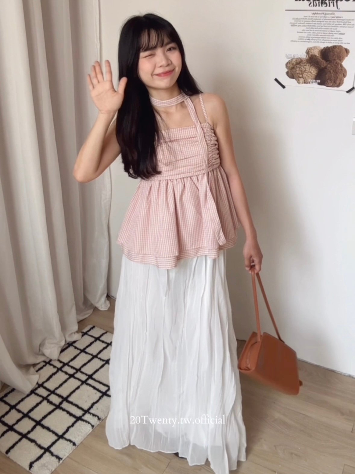 Look1抓皺背心+雪紡半身裙