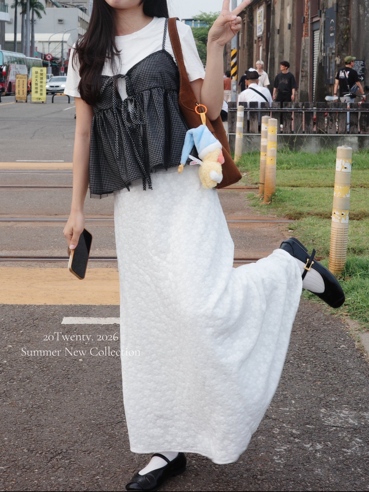 雲朵感格紋背心套裝（2colors)