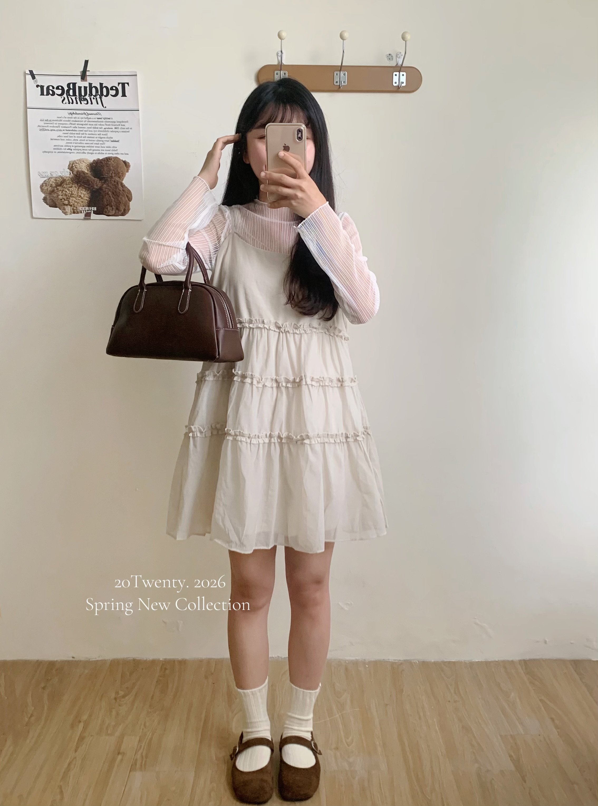 滾邊花紋吊帶短洋（4colors)