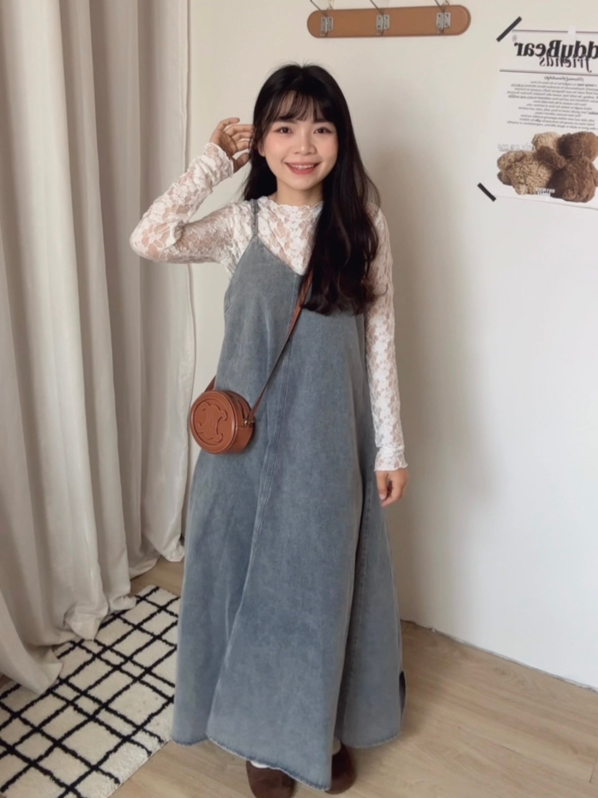 Look 4 透膚內搭+牛仔長洋裝