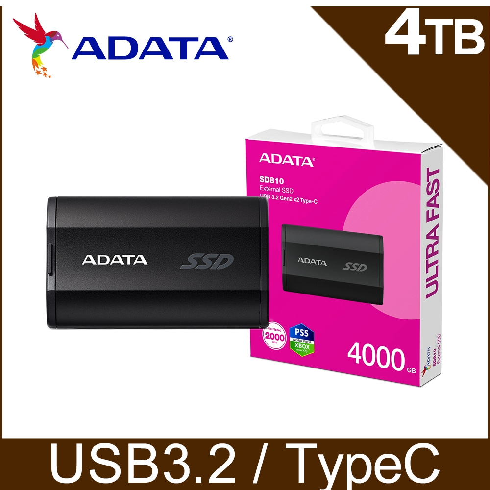 ADATA 威剛SSD SD810 4TB 外接式固態硬碟SSD(黑)