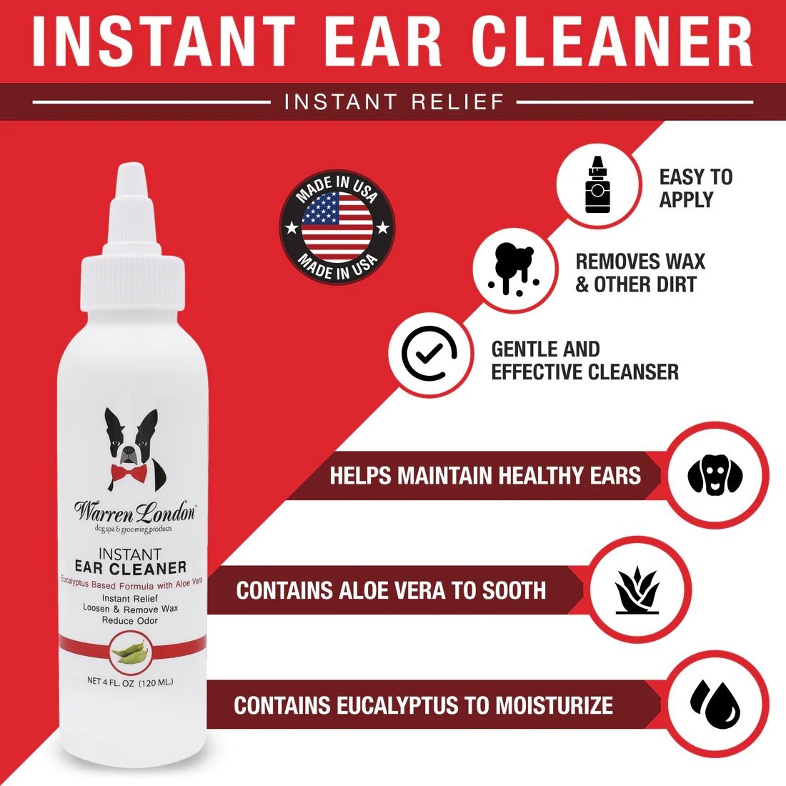 Warren London Instant Ear Cleaner 蘆薈尤加利清耳液，4oz.