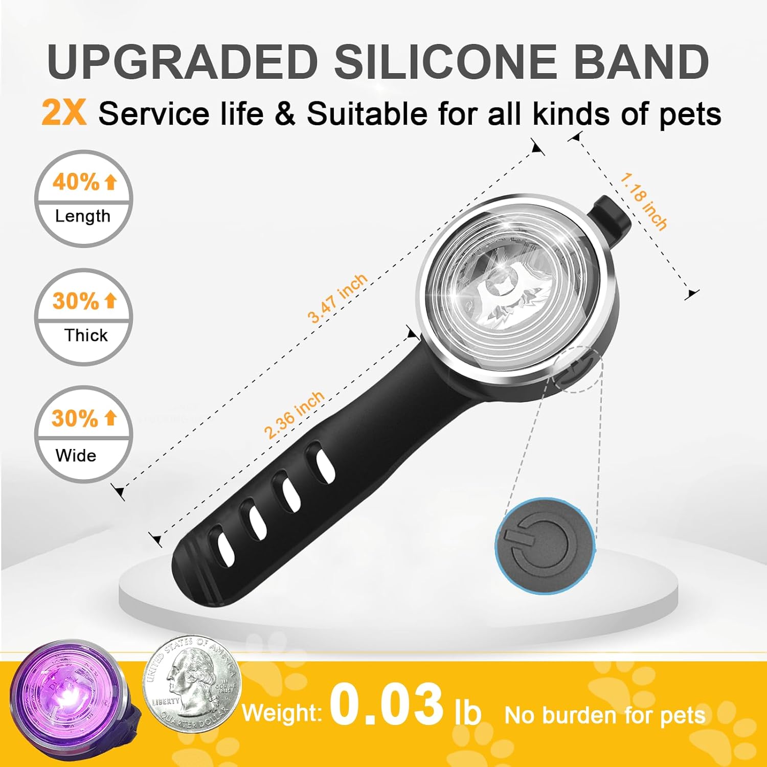 夜間LED安全燈三顆裝（防水防塵、8色亮光、Type-C充電、多用途）