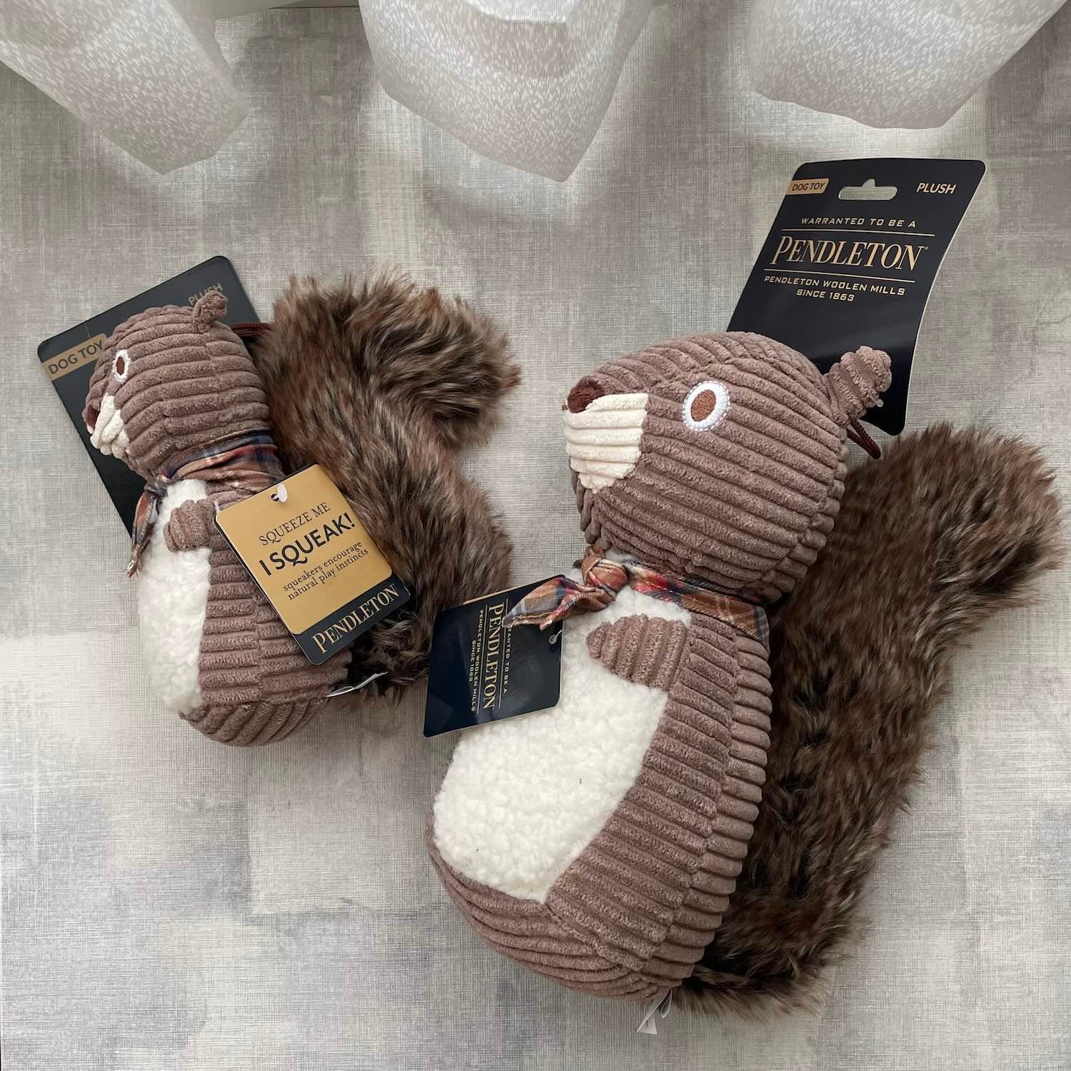 Pendleton Plush Squirrel 擬真松鼠玩具（圓滾滾、大尾巴、小領巾）