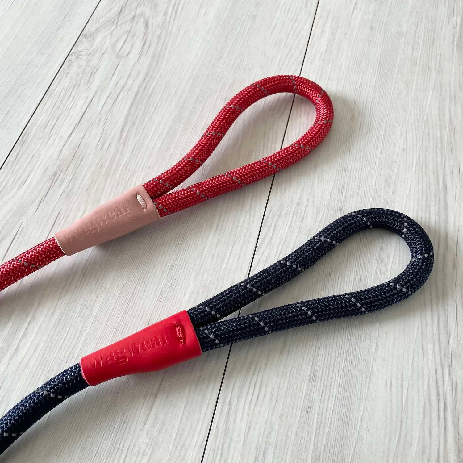 Wagwear Color-Block Rope Leash 撞色反光圓牽繩（真皮護套）