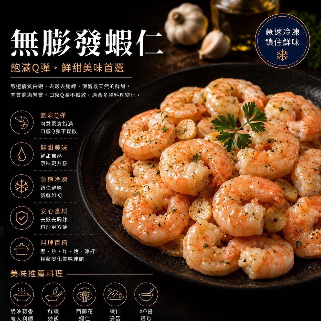 無膨發蝦仁40/50 - 250g/包│昱飛鮮選│優質白蝦│宵夜/備餐/低脂/野餐/露營