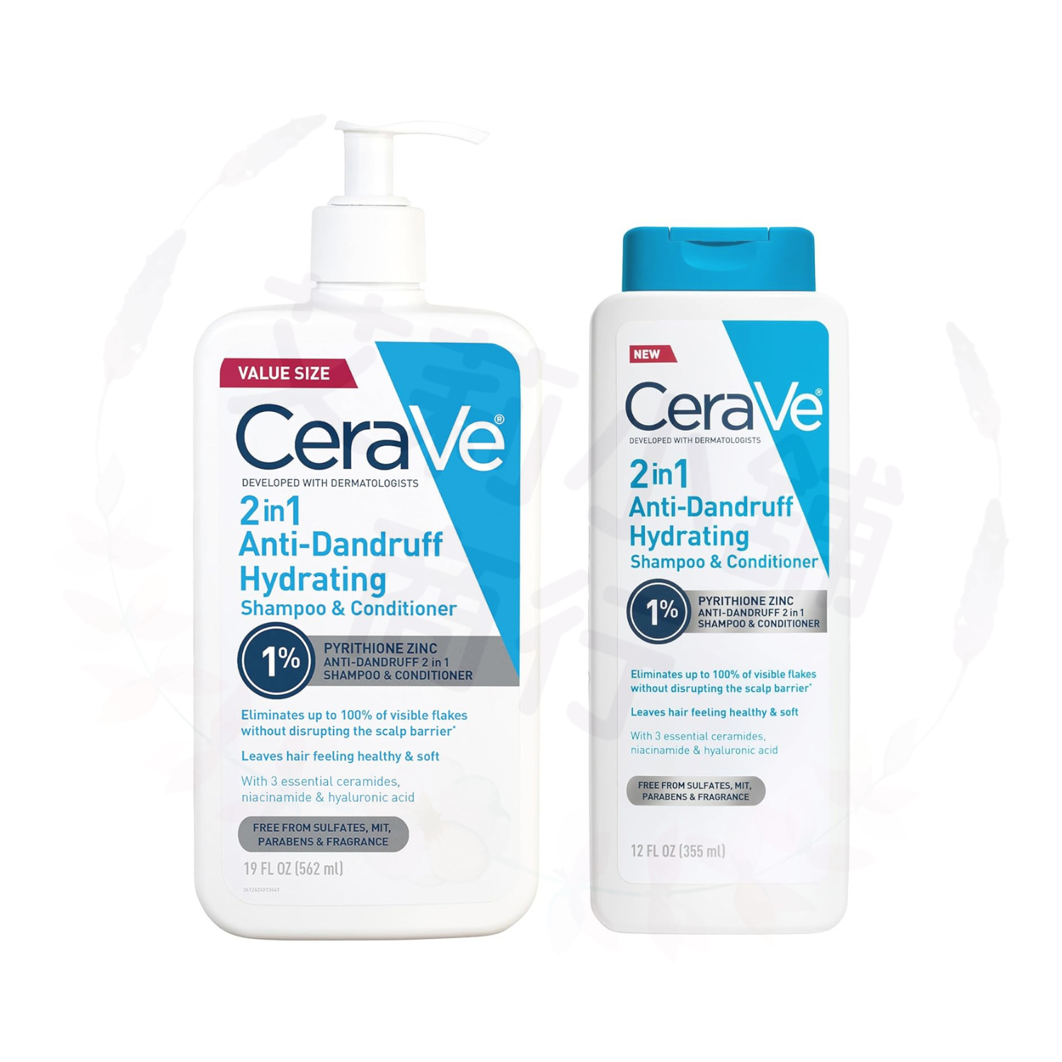 Cerave 2-in-1 Anti-Dandruff Hydrating Shampoo and Conditioner 355ml / 562ml 二合一去屑保濕洗髮精和護髮素