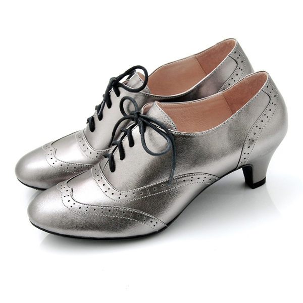 karine(MIT台灣製)全真皮復舊牛津低跟踝靴-銀河