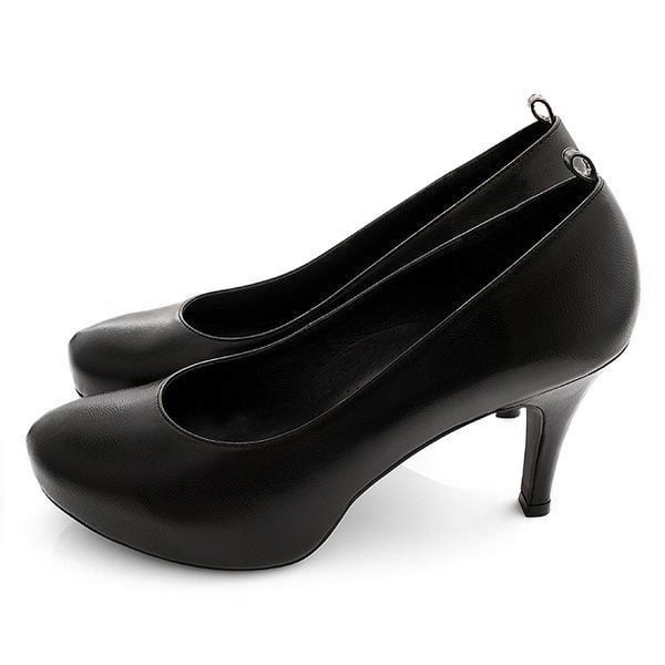 karine(MIT台灣製)全真皮2way繫踝低音高跟鞋-黑色