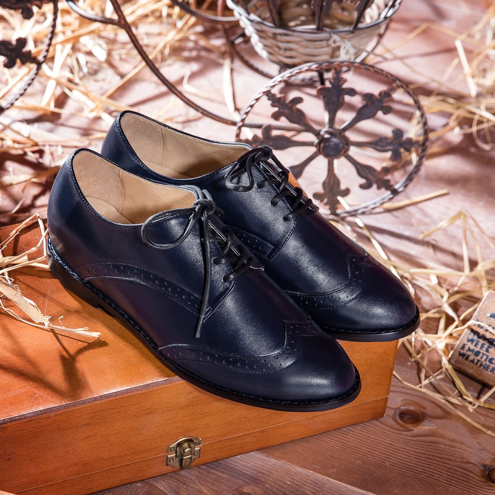 karine(MIT台灣製)全真皮綁帶內增高牛津鞋-藍樹蛙