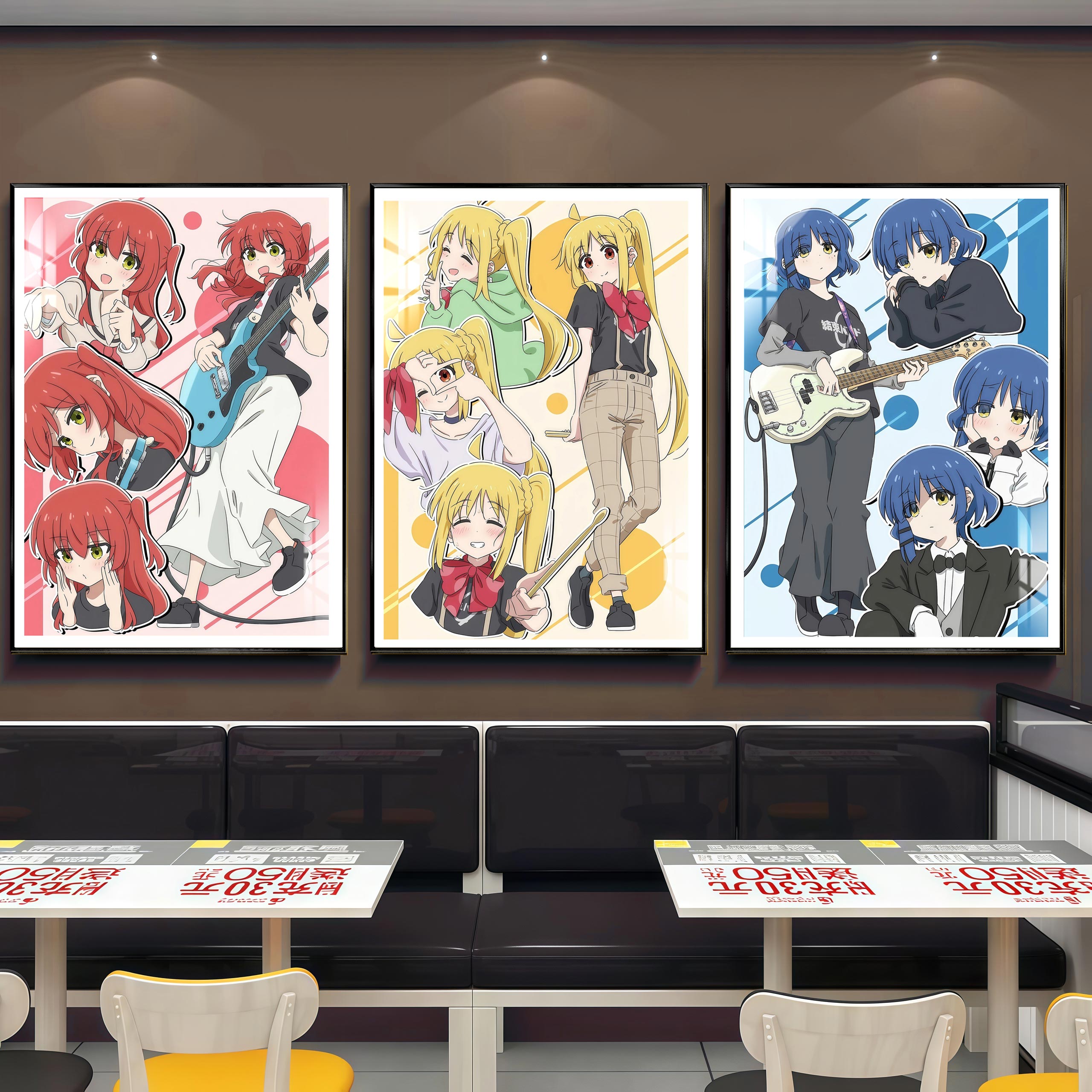 【預購】孤獨搖滾紅 黃藍三部曲三聯 12K主題高清裝飾畫 X 阿喵畫社