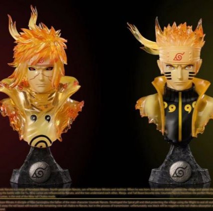 【現貨秒發】火影忍者 胸像系列—父子傳承 九尾化外衣漩渦鳴人&六道鳴人 X 巨浪模玩