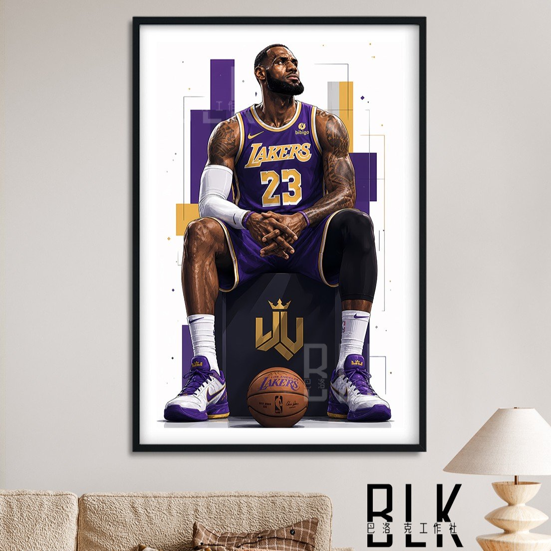 【預購】NBA《坐姿詹姆斯》裝飾畫&冰箱貼 X 巴洛克工作室