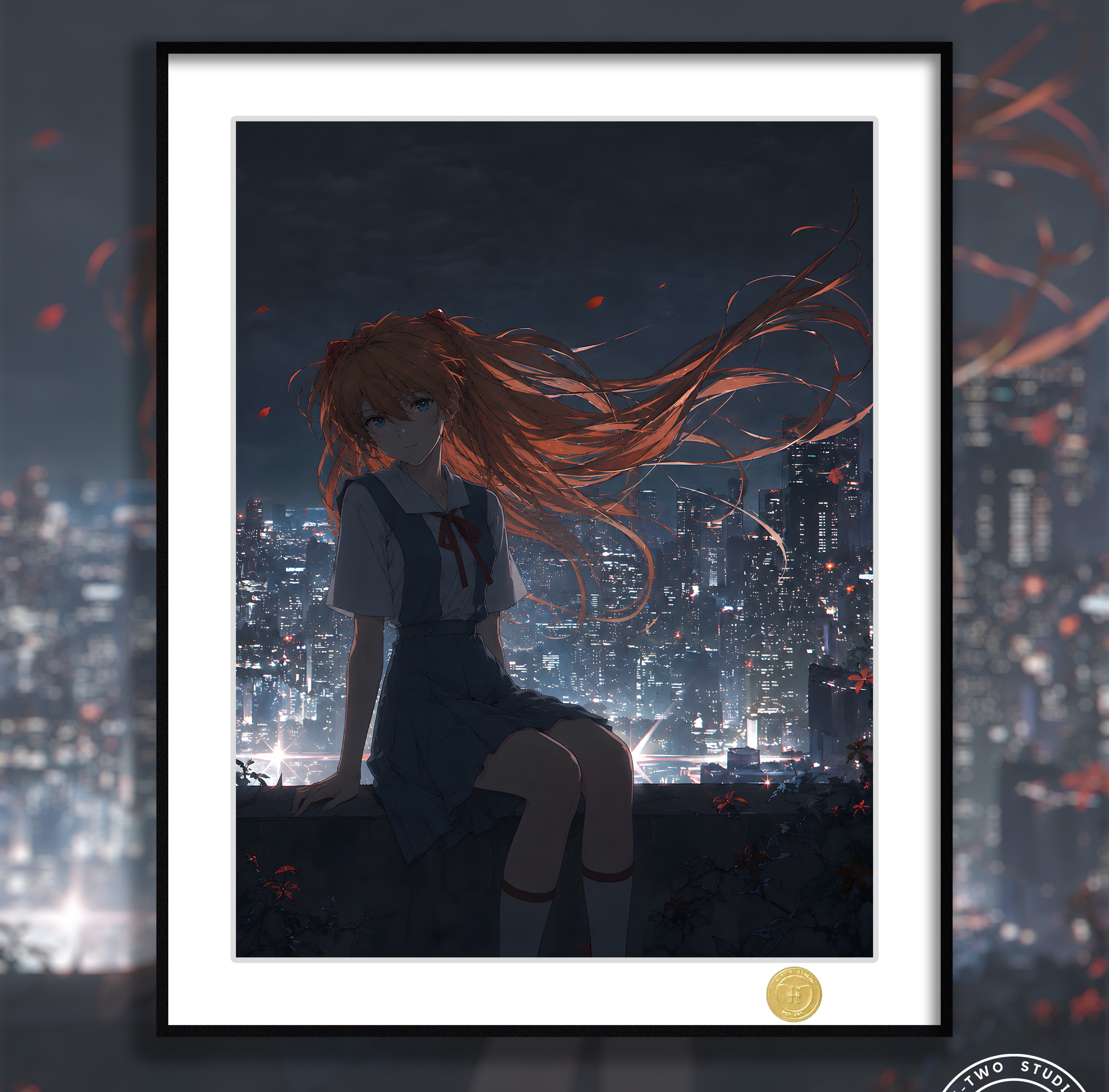 【預購】Eva新世紀福音戰士《夜景明日香》動漫裝飾畫 X H2工作室