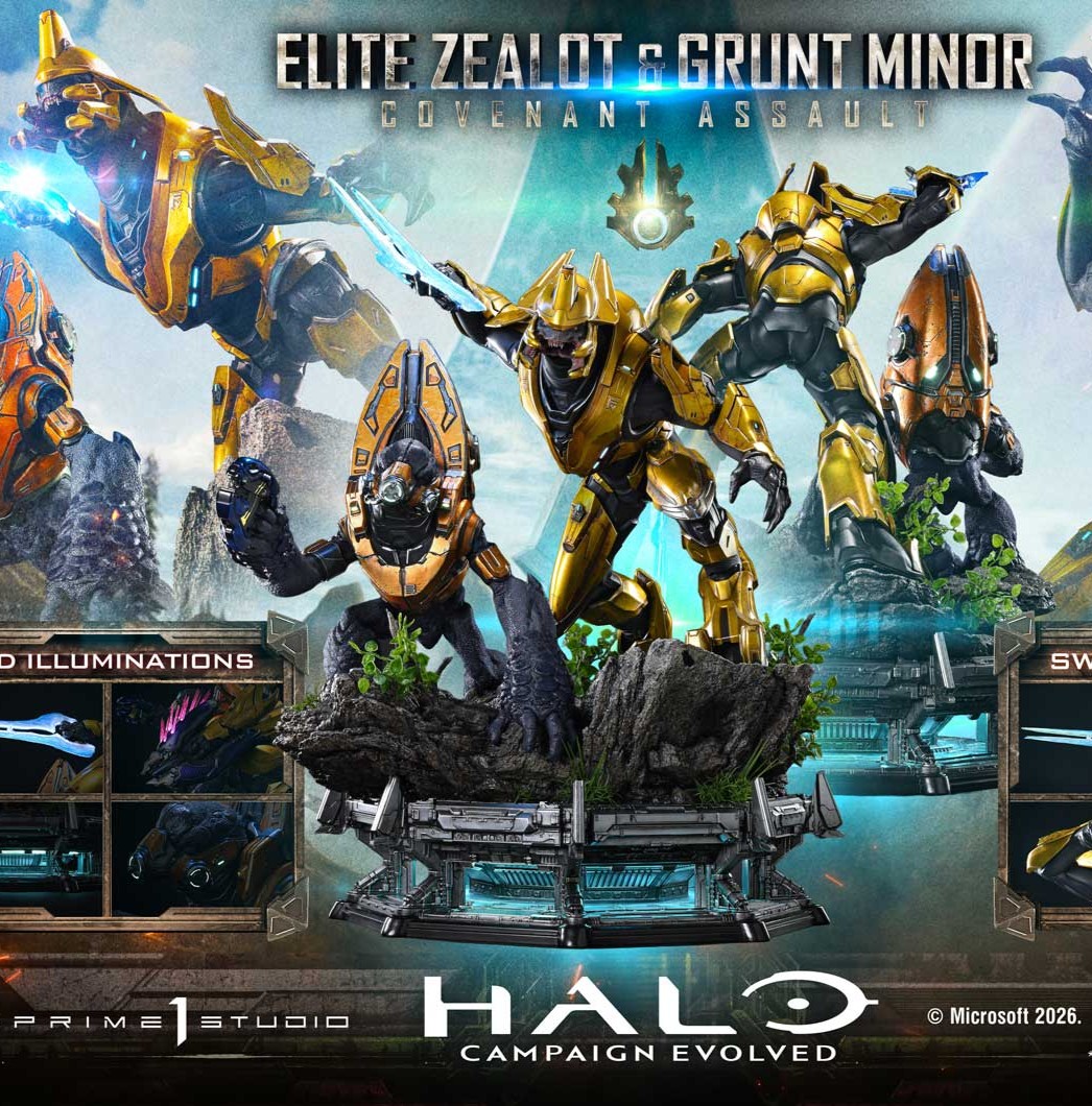 【預購】光環：戰役進化 精英狂戰士 與 初級咕嚕兵：星盟強襲 X Prime 1 Statue