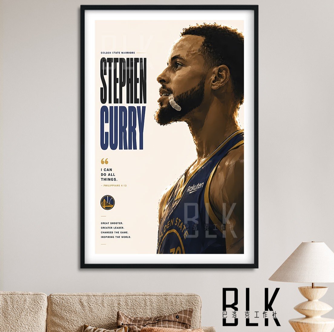 【預購】NBA《側顏庫裏》藝術裝飾畫&冰箱貼 X 巴洛克工作室
