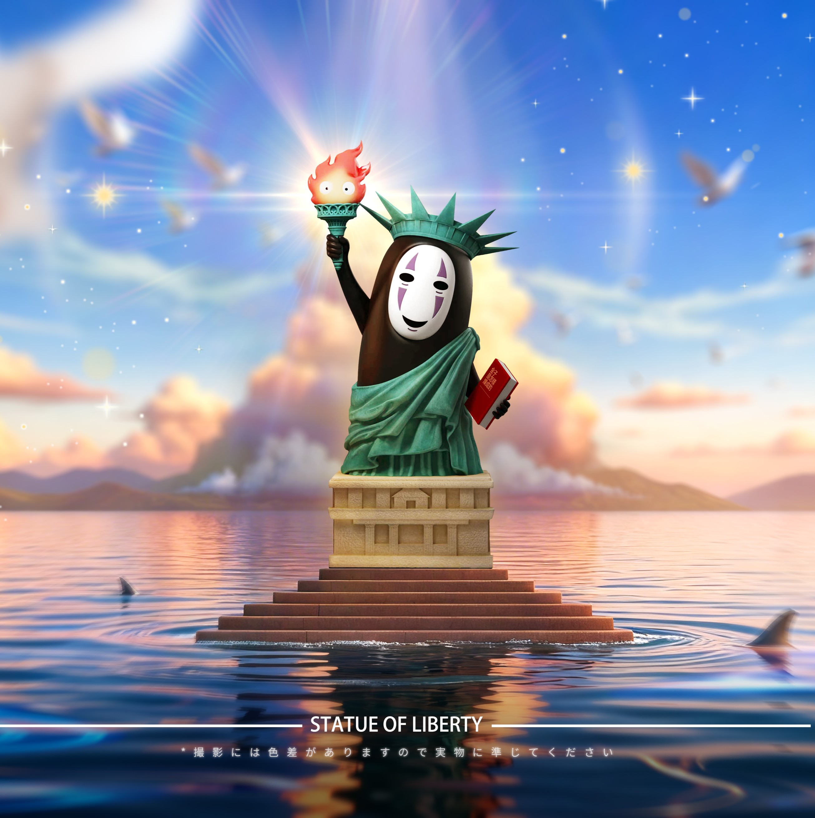 【預購】宮崎駿 無臉男自由女神像 X 龍喵+Lucky