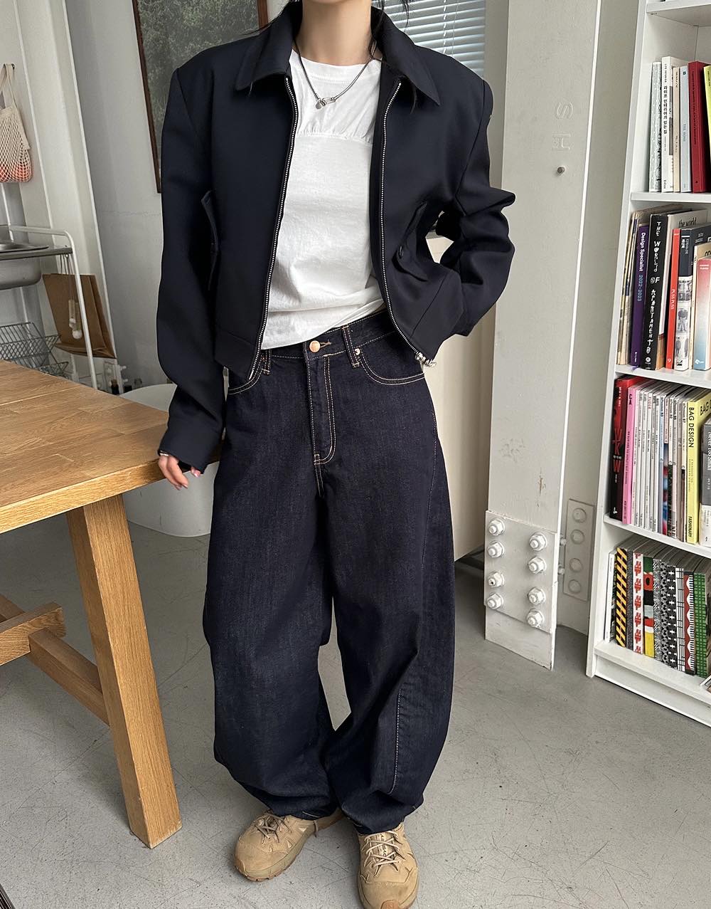 側邊縫線造型原色褲 ( 現貨 )