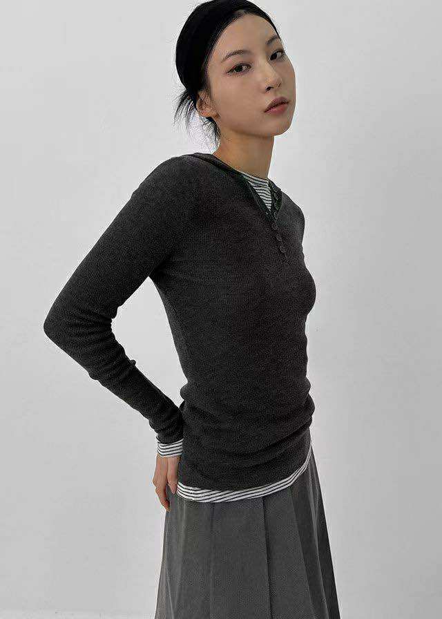 排釦連帽針織上衣 ( 3色 / 少量現貨 )