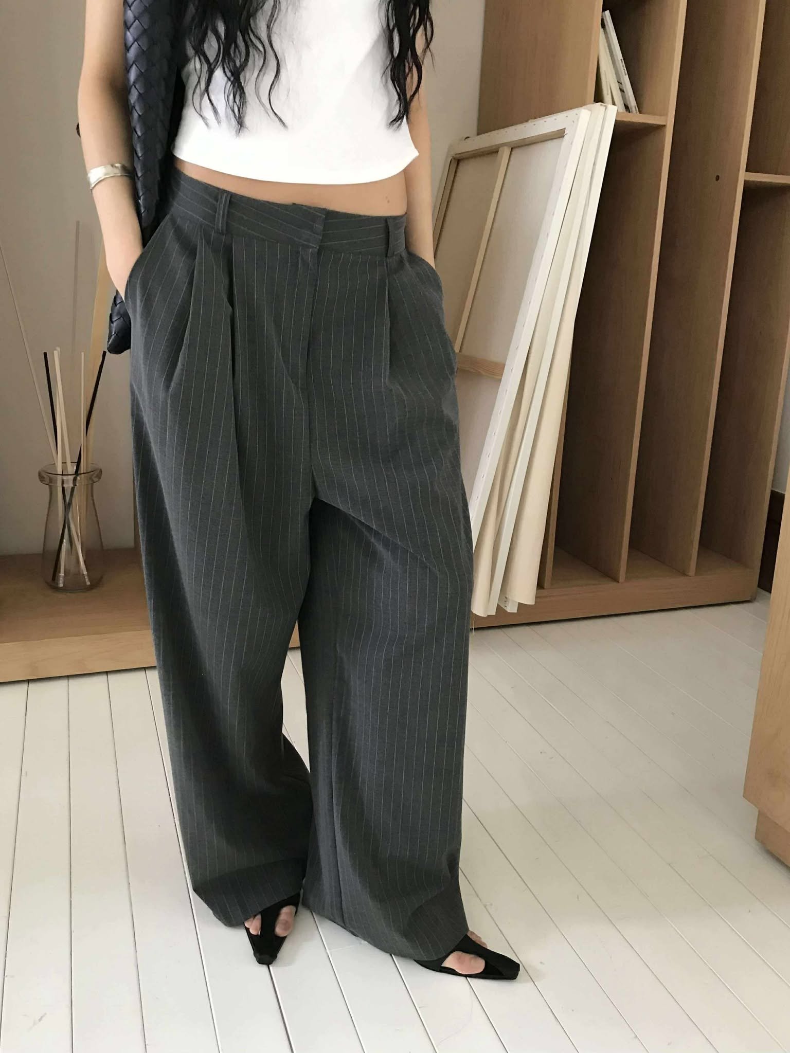 條紋雙摺西裝褲 ( 2色 / 少量現貨 )