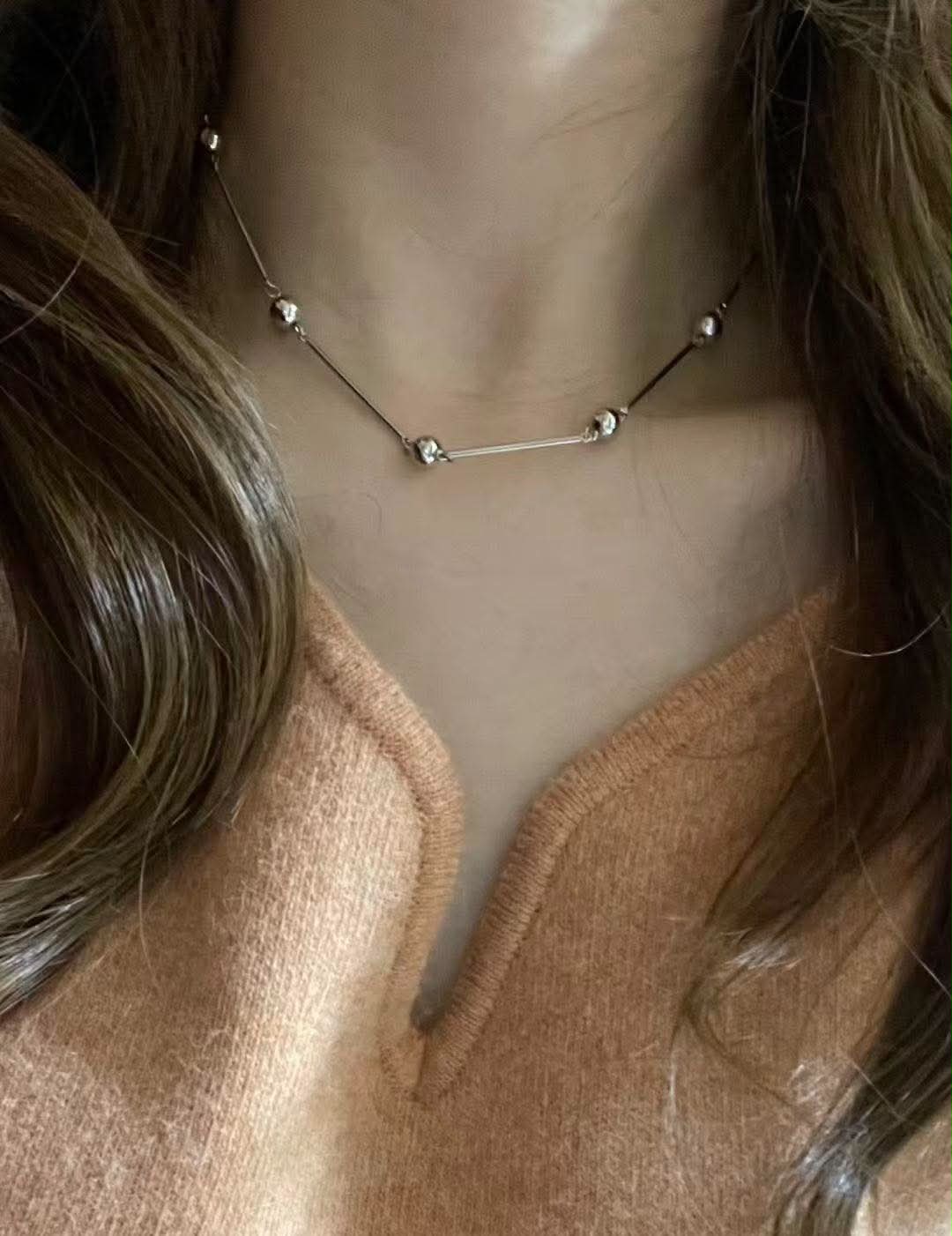 T字銀管造型項鍊 ( 現貨 )