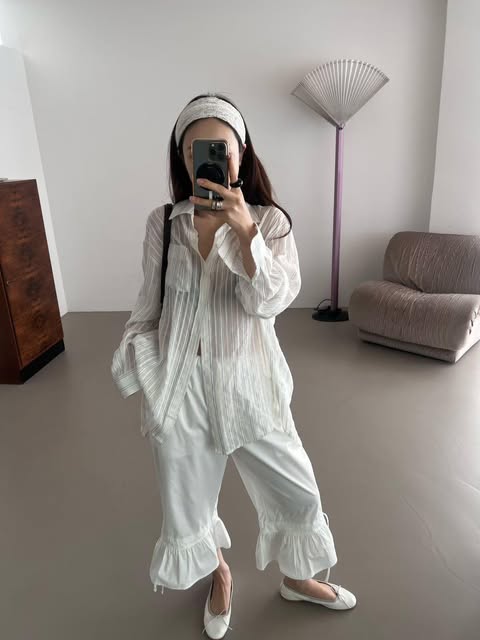 設計師透肌感條紋襯衫