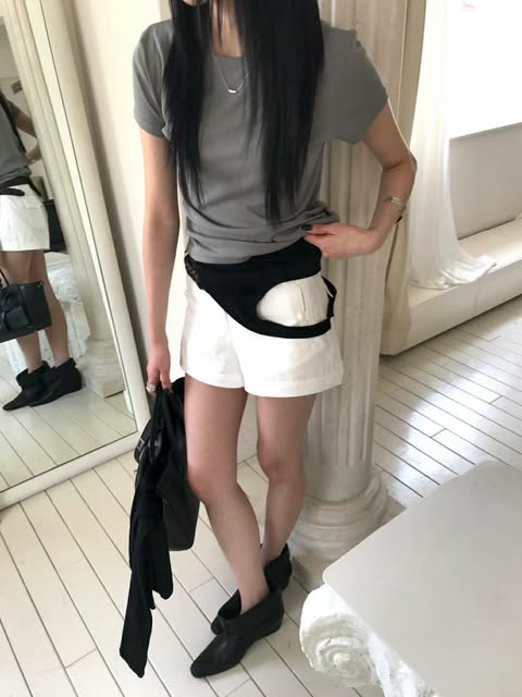 基礎薄款短TEE ( 白色/灰色 )