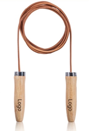 Classic leather jump rope with wooden handles