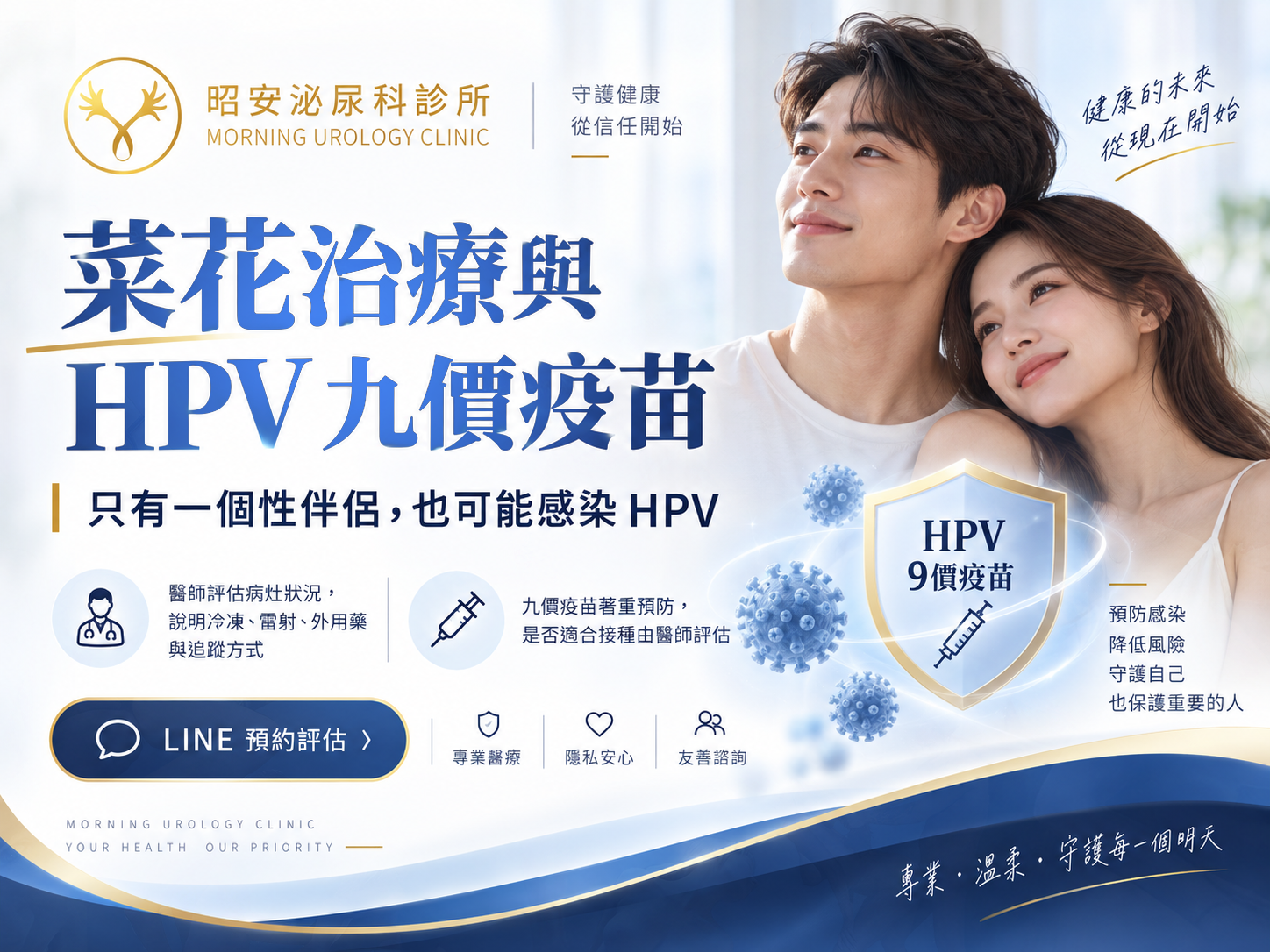 菜花治療與 HPV 九價疫苗｜只有一個性伴侶也會得菜花？台中泌尿科