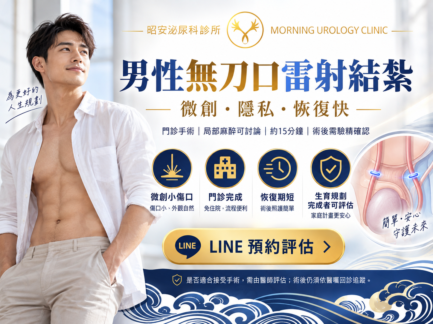 台中男性結紮｜無刀口雷射結紮費用、恢復期、性功能與術後驗精｜昭安泌尿科