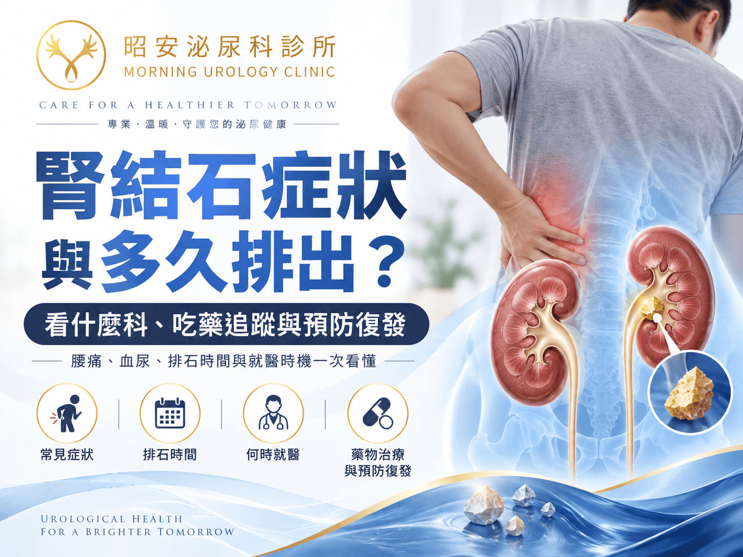 腎結石症狀與多久排出？看什麼科、吃藥追蹤與預防復發｜台中昭安泌尿科