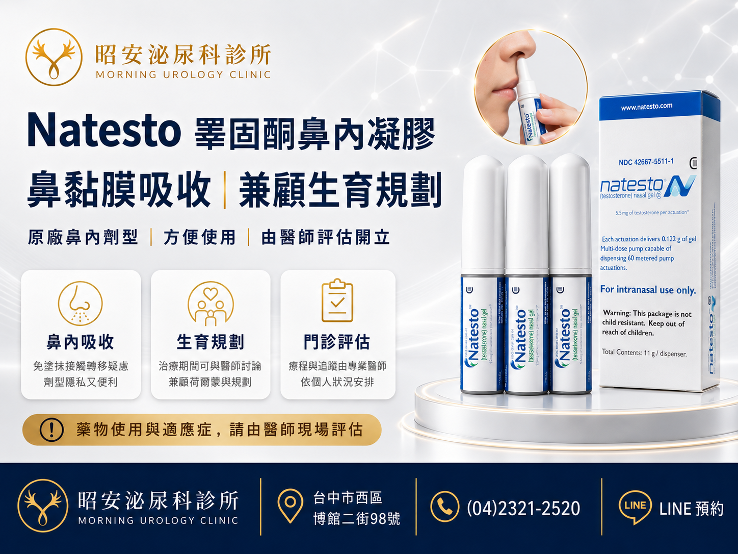 補充男性荷爾蒙怕「蛋蛋變小」？泌尿科醫師推薦 Natesto 鼻內凝膠，避免睪丸萎縮！