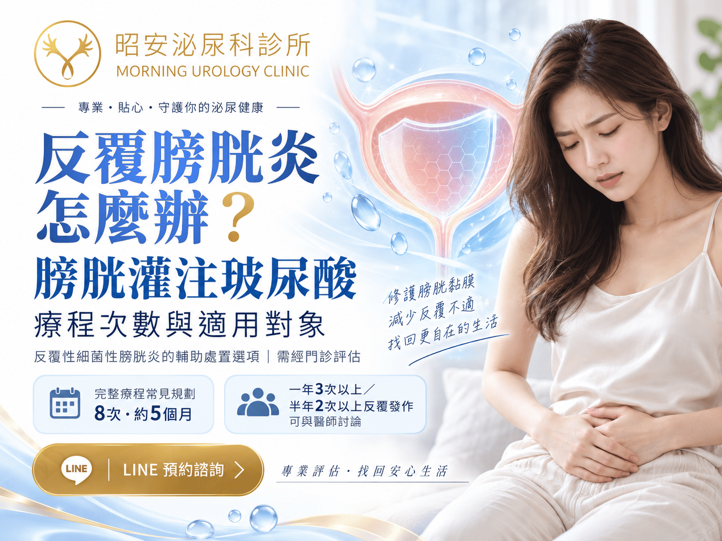 反覆膀胱炎怎麼辦？膀胱灌注玻尿酸的療程次數與適用對象｜台中泌尿科