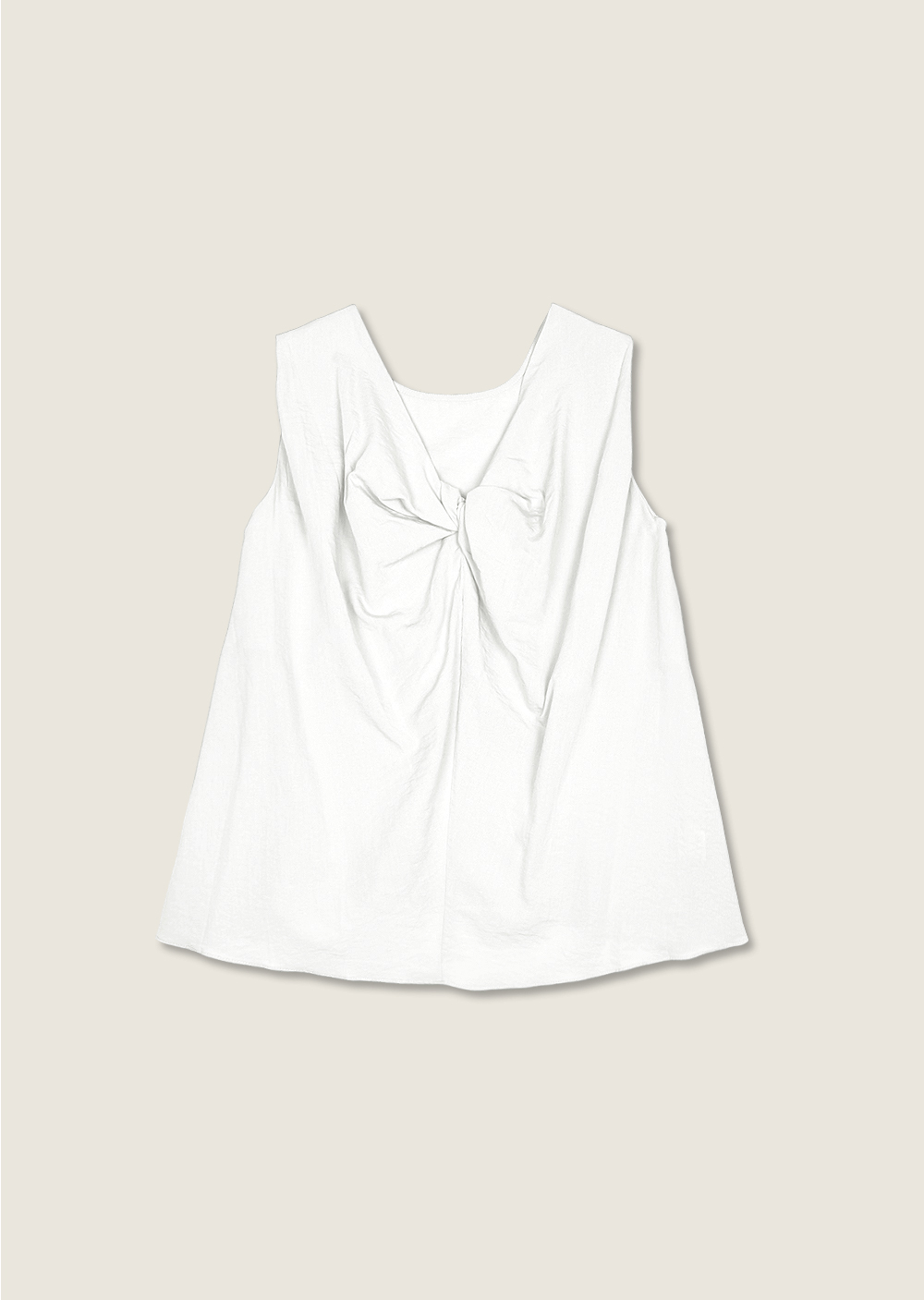 紐結美背長版上衣-杏