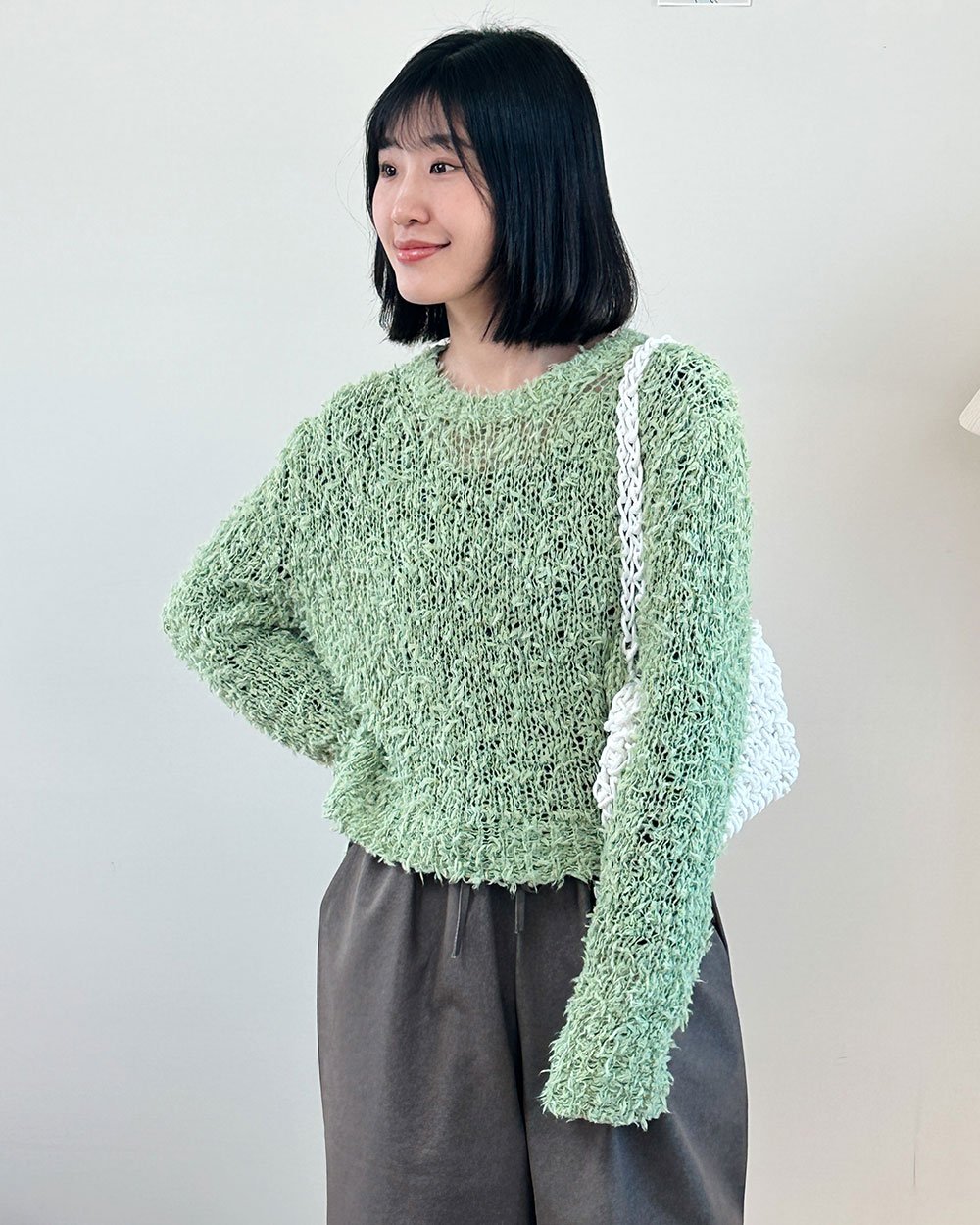 QQ毛圓領毛衣-綠
