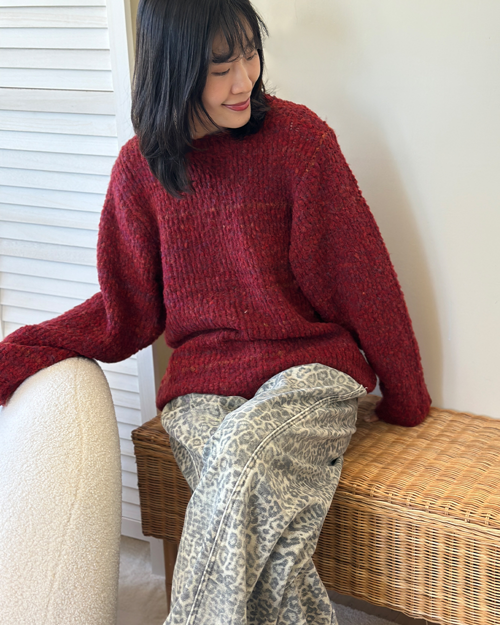 雪綿鬆軟毛衣-紅