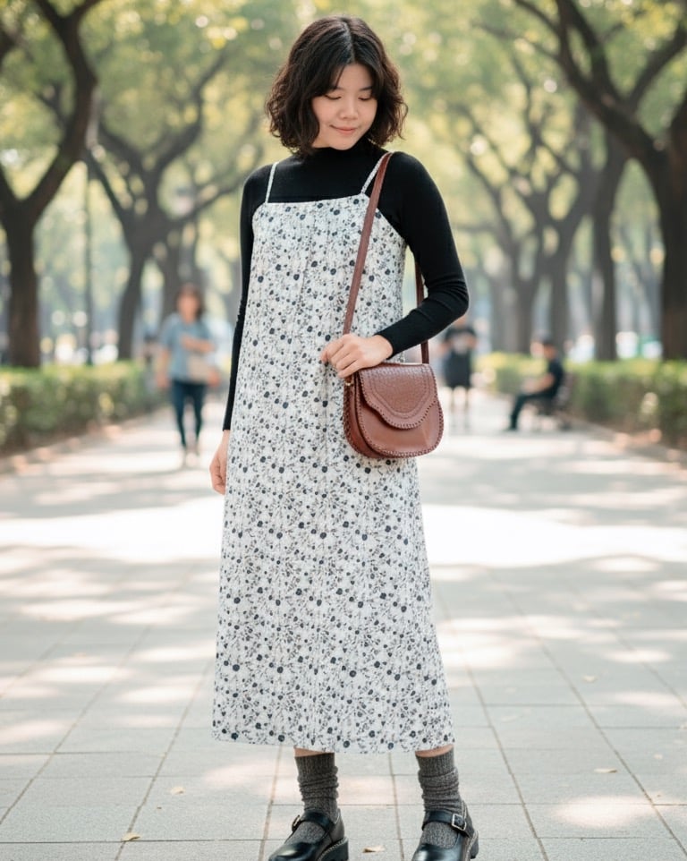 法式穗花吊帶洋裝-灰