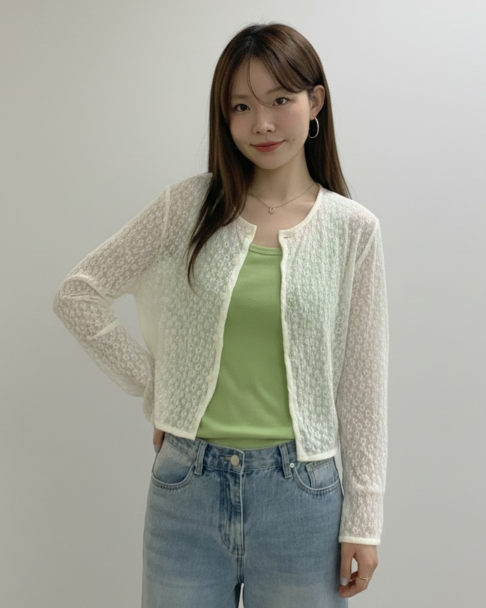 花朵防曬扣衫-杏