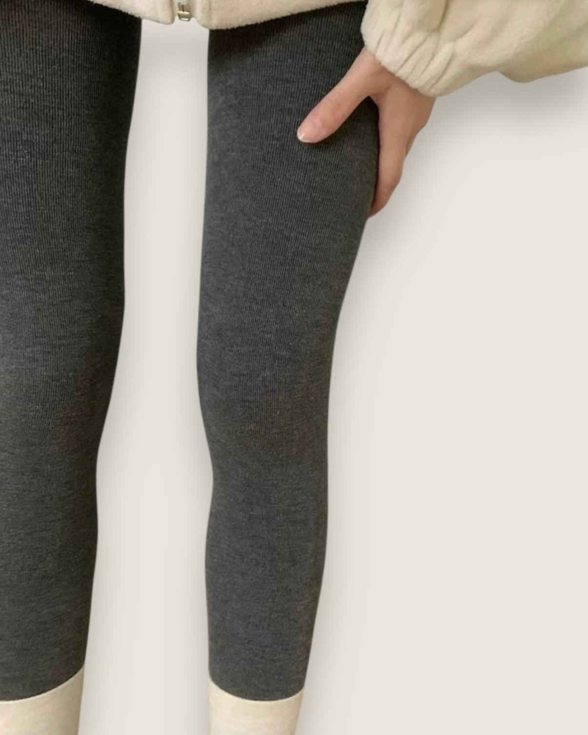 高質感羅紋褲襪-灰