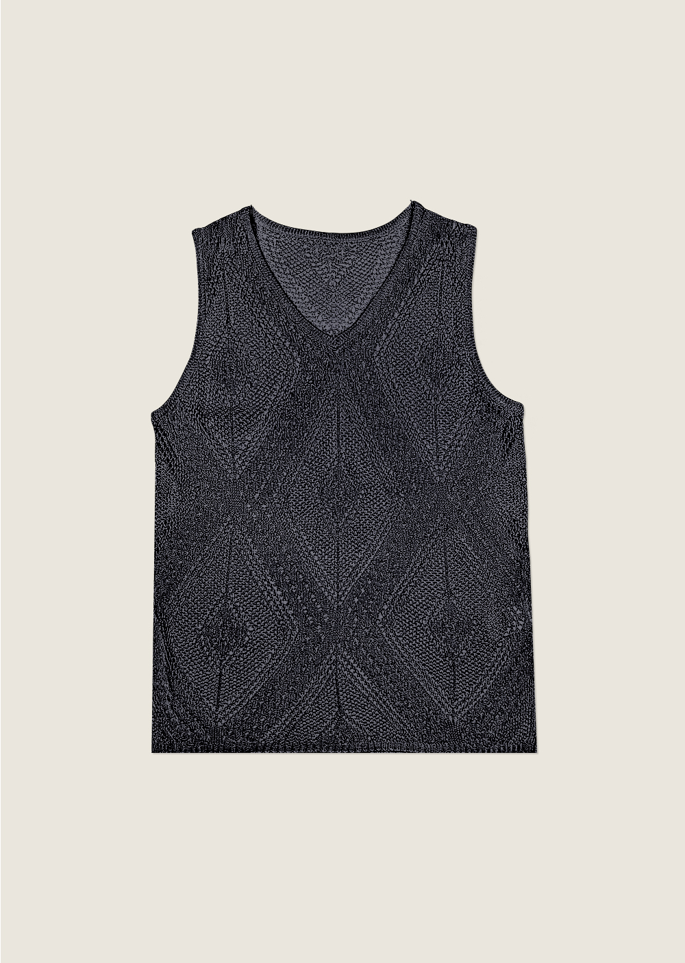 復古菱格針織上衣-藏青