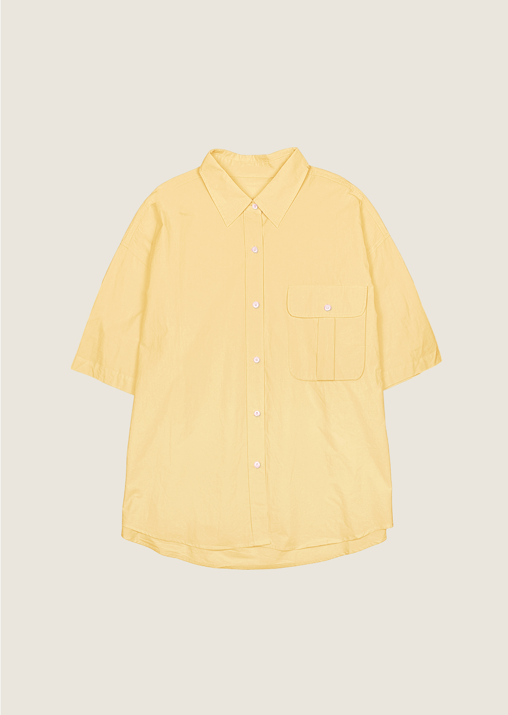 高質感口袋短袖襯衫-黃