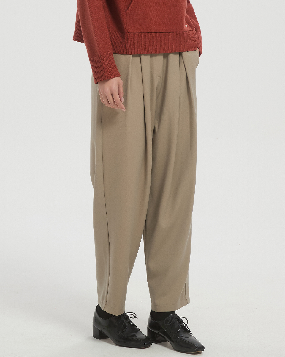 witharch軟料西裝褲-卡其